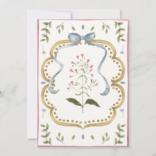 Invitation Preppy Grandmillennial Botanical Frame Baby Shower (Dos)