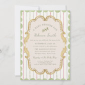 Invitation Preppy Grandmillennial Botanical Frame Baby Shower (Devant)