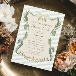 Invitation Preppy Grandmillennial Sage Green Baby Shower