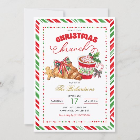 Invitation Preppy Holiday Pastries Christmas Brunch Party (Devant)