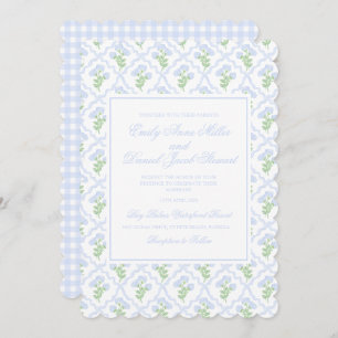 Invitation Preppy Hydrangea Watercolor Trellis Mariage