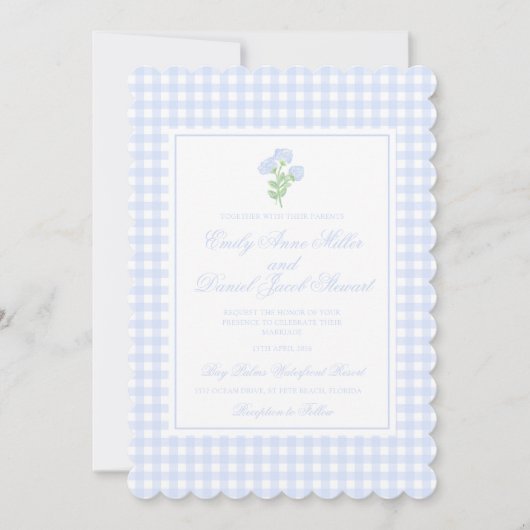 Invitation Preppy Hydrangea Watercolor Trellis Mariage (Devant)