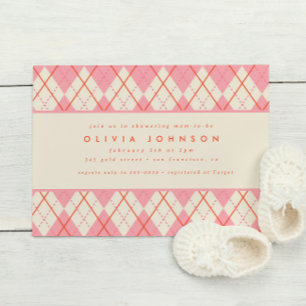 Invitation Preppy Jacquard rose Plaid Baby Girl Douche