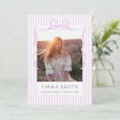 Invitation Preppy Lavender Graduation Photo Collage  (Debout devant)
