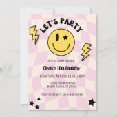 Invitation Preppy Light Rose Y2K Smile Anniversaire Invitatio (Devant)