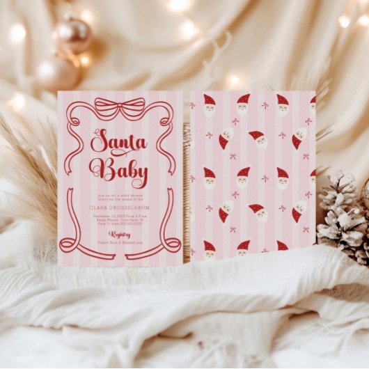 Invitation Preppy Loveshack Père Noël Baby Baby shower