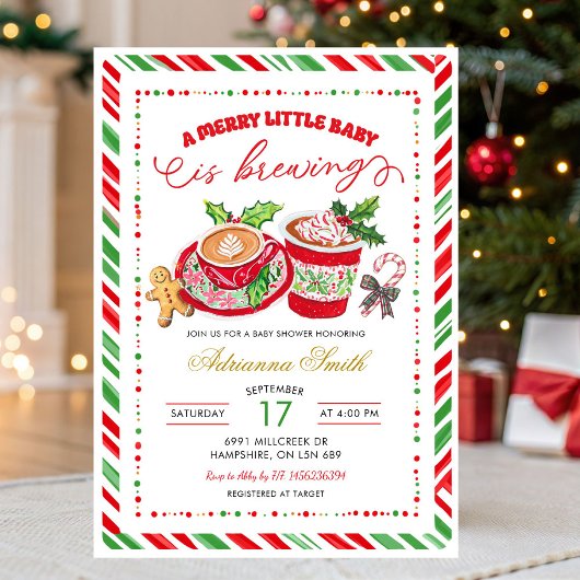 Invitation Preppy Merry Little Baby Brewing Baby Shower