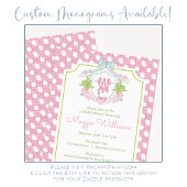 Invitation Preppy Palm Beach Monogram Crest