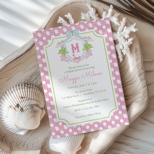 Invitation Preppy Palm Beach Monogram Crest