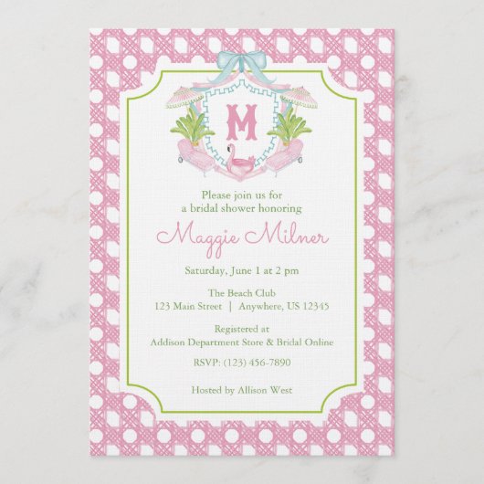 Invitation Preppy Palm Beach Monogram Crest (Devant)