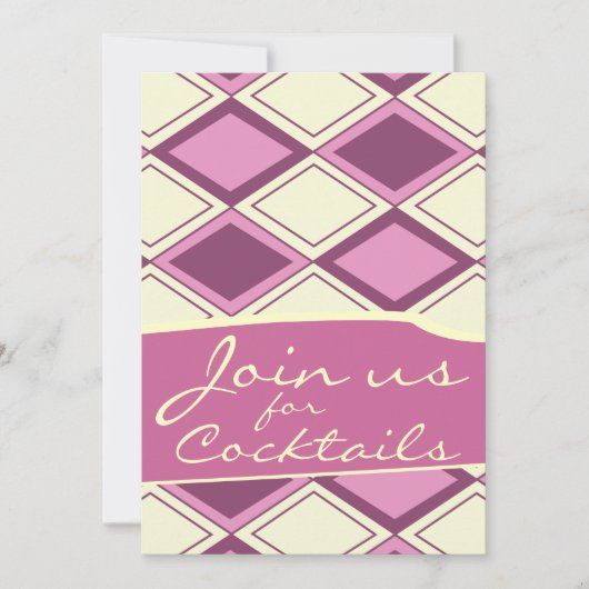 Invitation Preppy Pastel Jacquard rose Retro Motif moderne (Devant)