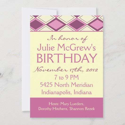 Invitation Preppy Pastel Jacquard rose Retro Motif moderne (Dos)