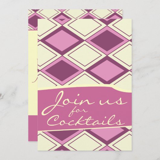Invitation Preppy Pastel Jacquard rose Retro Motif moderne (Devant / Derrière)