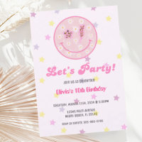 Preppy Pastel rose Y2K Joyeux fête du visage Anniv