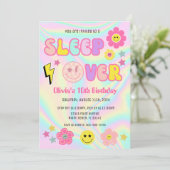 Invitation Preppy Pastel Rose Y2K Sommeil sur fête Anniversai (Debout devant)