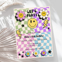 Preppy Pastel Y2K Retro Happy Face Party Anniversa