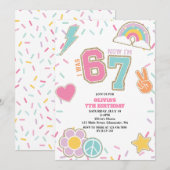 Invitation Preppy Patch 67  7TH Birthday (Devant / Derrière)