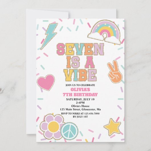 Invitation Preppy Patch 7E Anniversaire (Devant)