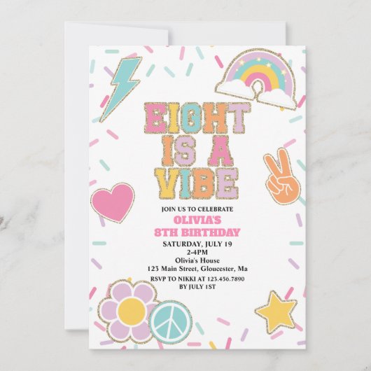 Invitation Preppy Patch 8E Anniversaire (Devant)