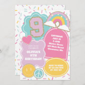 Invitation Preppy Patch 9e anniversaire (Devant / Derrière)