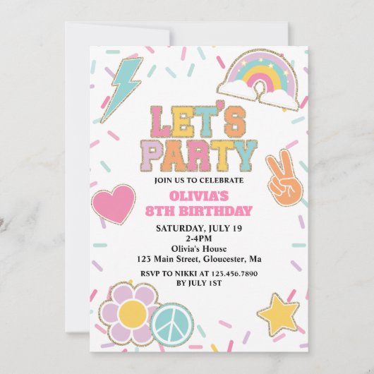 Invitation Preppy Patch Anniversaire (Devant)