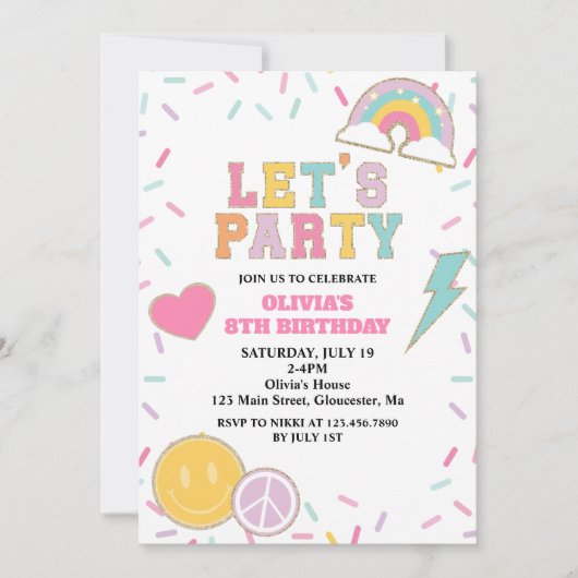 Invitation Preppy Patch Anniversaire (Devant)
