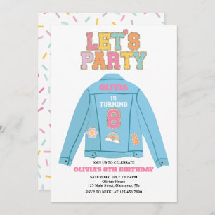 Invitation Preppy Patch jean jacket 8E anniversaire