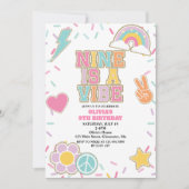 Invitation Preppy Patch Nine est un Vibe 9TH Birthday (Devant)