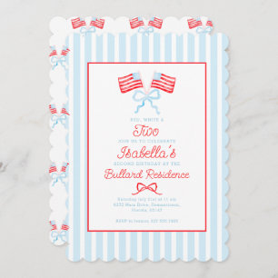 Invitation Preppy Patriotic 4 juillet deuxième anniversaire