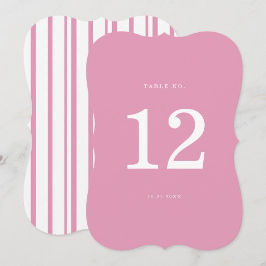 Invitation Preppy Peony Pink Chic Die Cut Wedding Table Numbe (Devant / Derrière)
