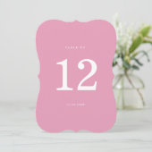 Invitation Preppy Peony Pink Chic Die Cut Wedding Table Numbe (Debout devant)