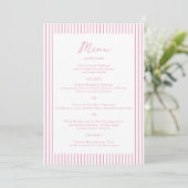 Invitation Preppy Peony Pink Chic Monogram Wedding Menu Card (Debout devant)