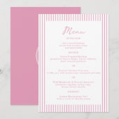 Invitation Preppy Peony Pink Chic Monogram Wedding Menu Card (Devant / Derrière)