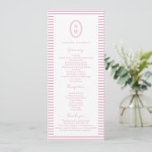 Invitation Preppy Peony Pink Chic Wedding Program Card (Debout devant)