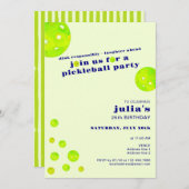 Invitation Preppy Pickleball Dink responsable fête d'annivers (Devant / Derrière)