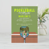 Invitation Preppy Pickleball Paddle Photo Dink Anniversaire (Debout devant)