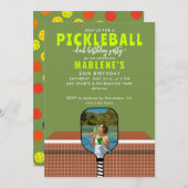 Invitation Preppy Pickleball Paddle Photo Dink Anniversaire (Devant / Derrière)