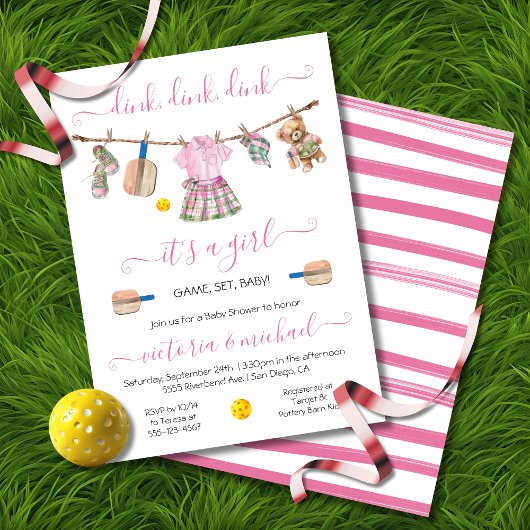 Invitation Preppy Pickleball Party Dink Girl Baby shower