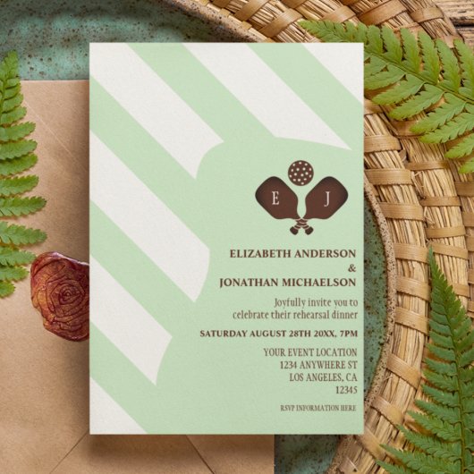 Invitation Preppy Pickleball Stripes Rehearsal Dinner