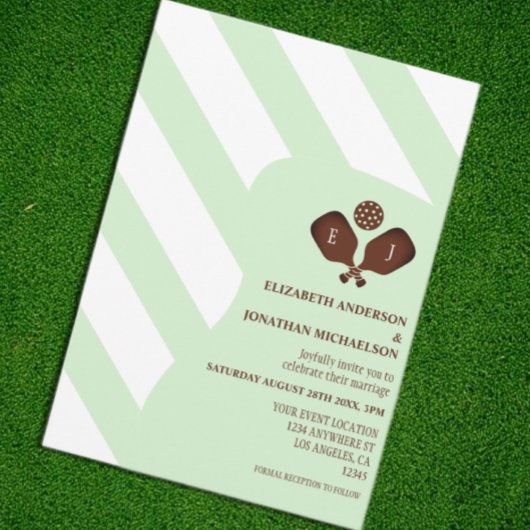 Invitation Preppy Pickleball Stripes Wedding
