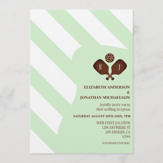 Invitation Preppy Pickleball Stripes Wedding Reception (Devant)