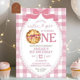 Invitation Preppy Pink Bow Coquette Premier anniversaire