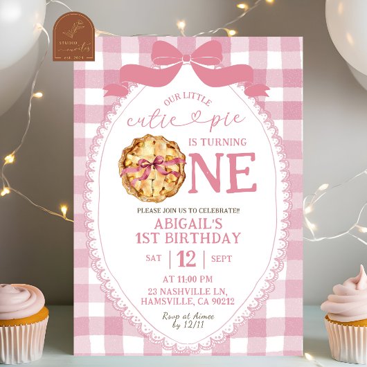 Invitation Preppy Pink Bow Coquette Premier anniversaire