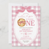 Invitation Preppy Pink Bow Coquette Premier anniversaire (Devant)