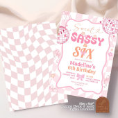 Invitation Preppy Pink Bow Sweet Sassy Six Anniversaire fille