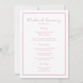 Invitation Preppy Pink Chic Wedding Weekend Itinerary Card (Devant)