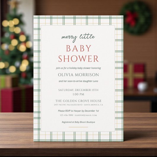 Invitation Preppy Plaid Merry Little Baby Shower