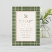 Invitation Preppy Plaid Rocking Horse Baby Shower (Debout devant)