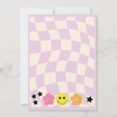 Invitation Preppy Purple Y2K Joyeux Visage Fête Anniversaire (Dos)