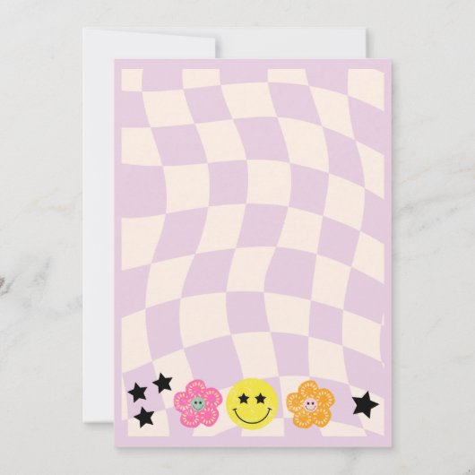 Invitation Preppy Purple Y2K Joyeux Visage Fête Anniversaire (Dos)